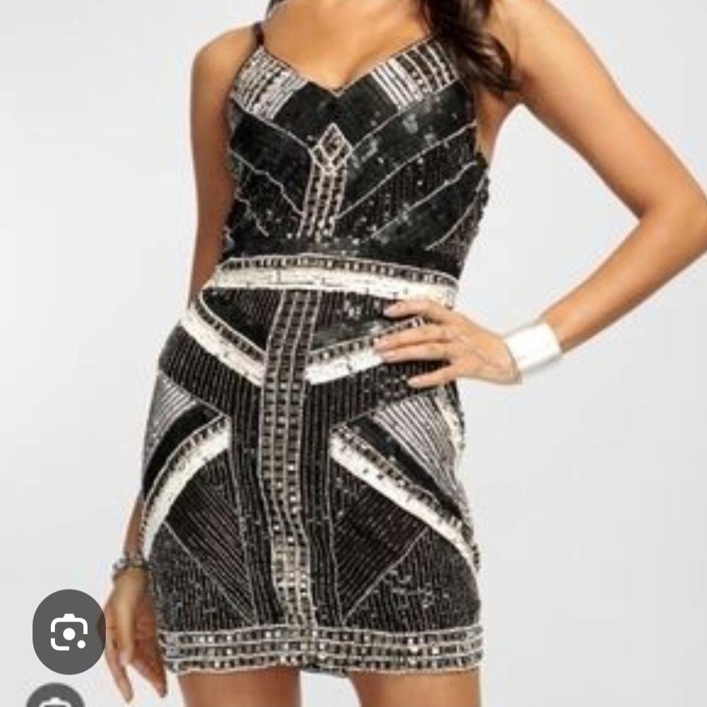 Ramy Brook Black and Silver Mini Dress